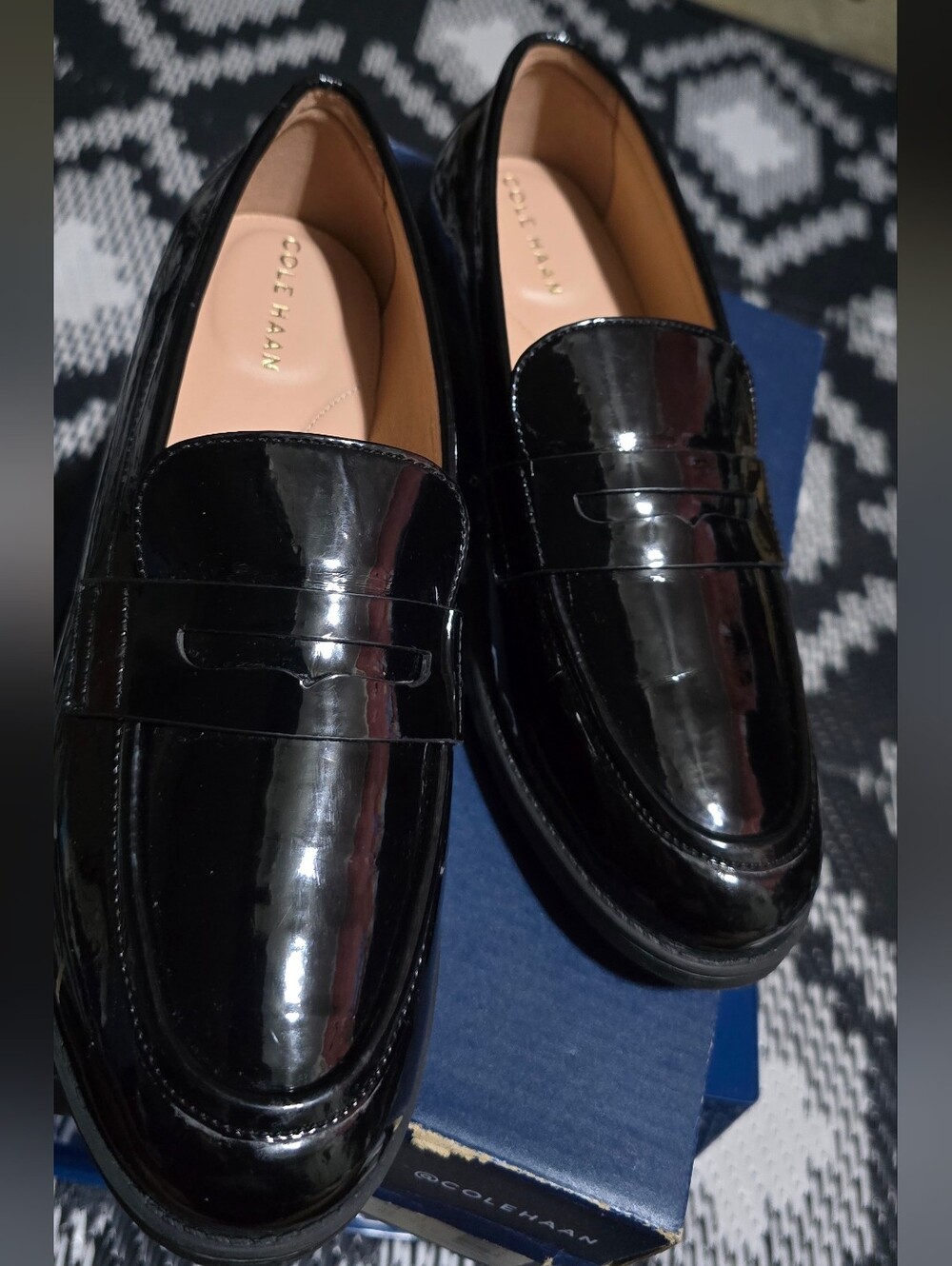 Cole Haan Women’s Patent Penny Loafers in Black